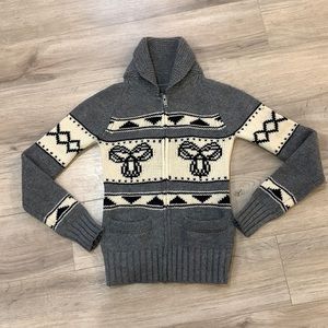 TNA 100% Lambswool zip up sweater